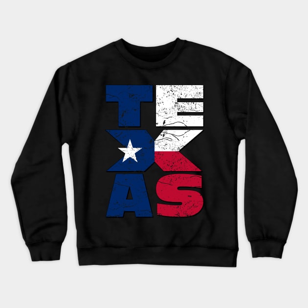 Vintage Texas flag with Star USA Crewneck Sweatshirt by RockabillyM